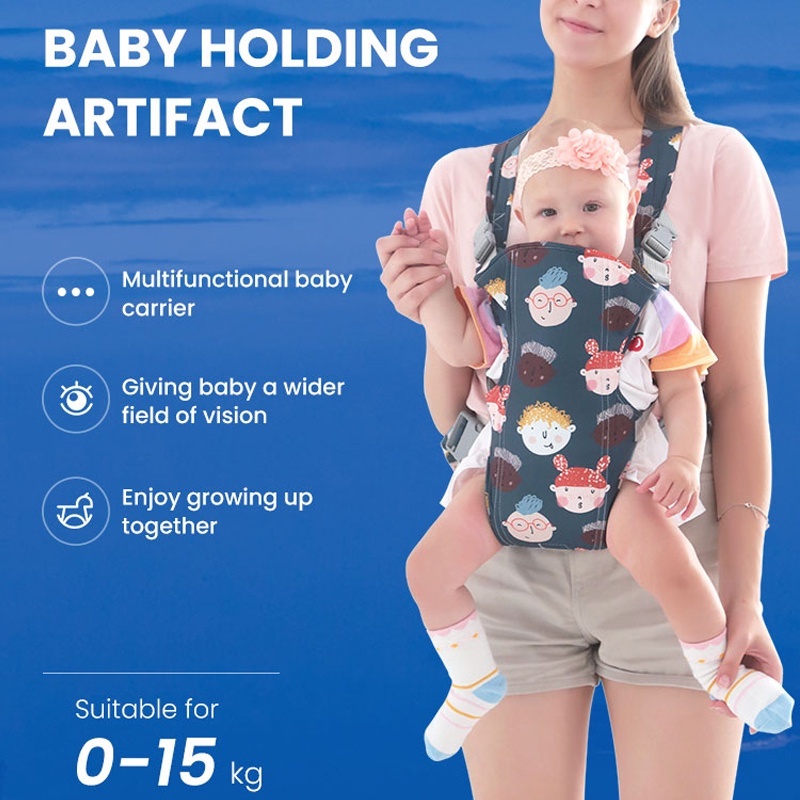 Marsupiu ergonomic din bumbac, pentru bebelusi, Happy Kids, bleumarin - 2 | YEO