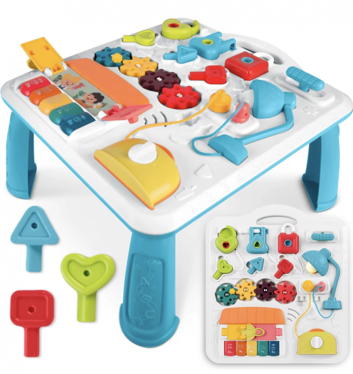 Masuta interactiva bebelusi 10 in 1, Busy Board cu lumini si sunete si panou detasabil - 1 | YEO