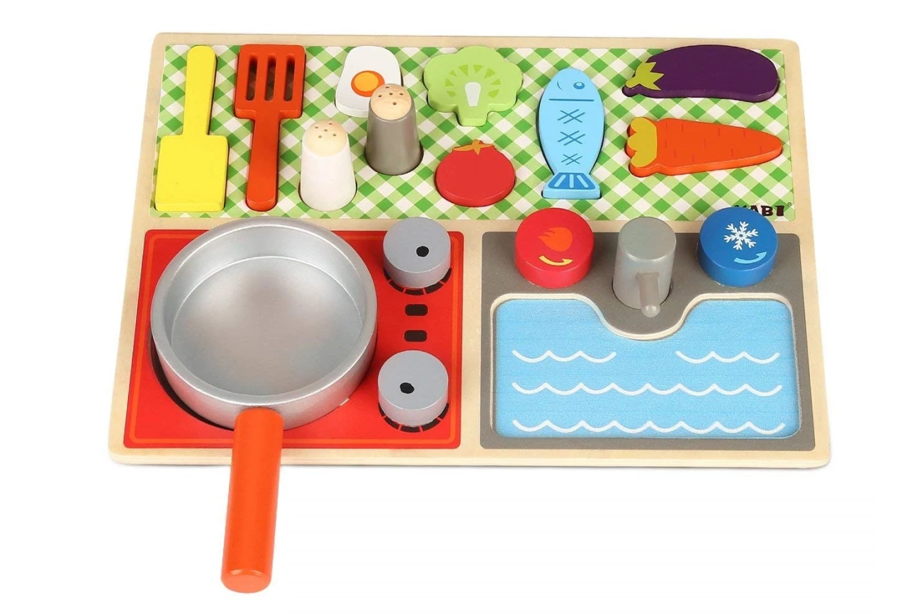 Mini bucatarie cu ustensile, 17 piese, din lemn - 2 | YEO