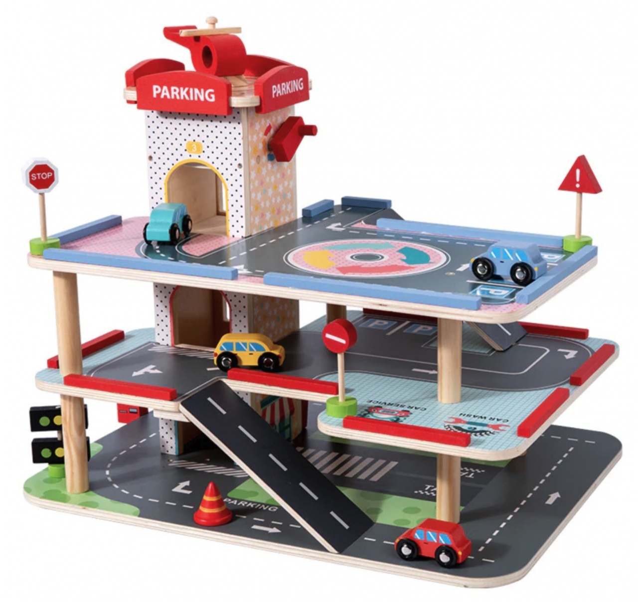 Parcare supraetajata cu 3 nivele si heliport, Parking Center, din lemn