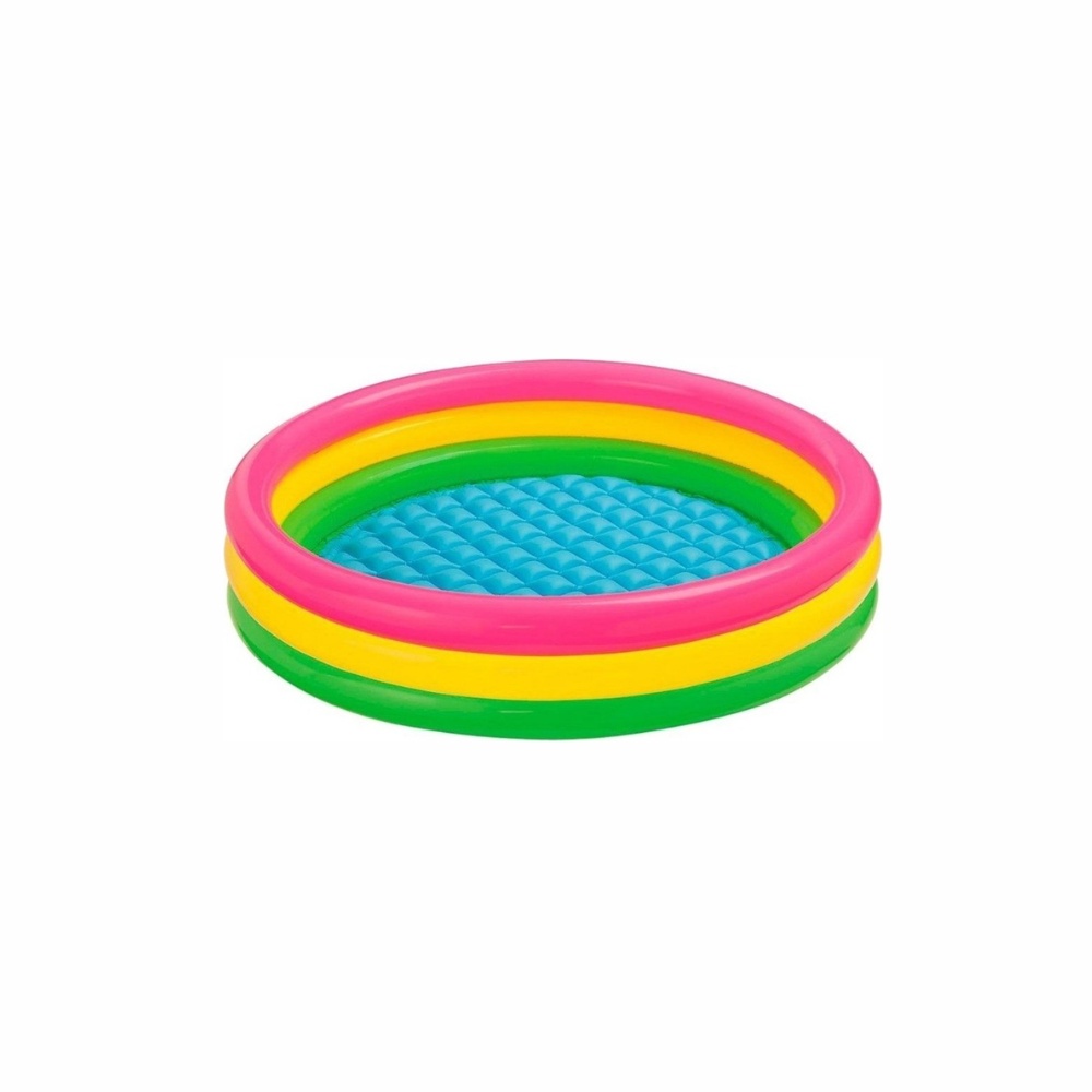 Piscina gonflabila cu podea gonflabila, trei inele colorate 60 cm