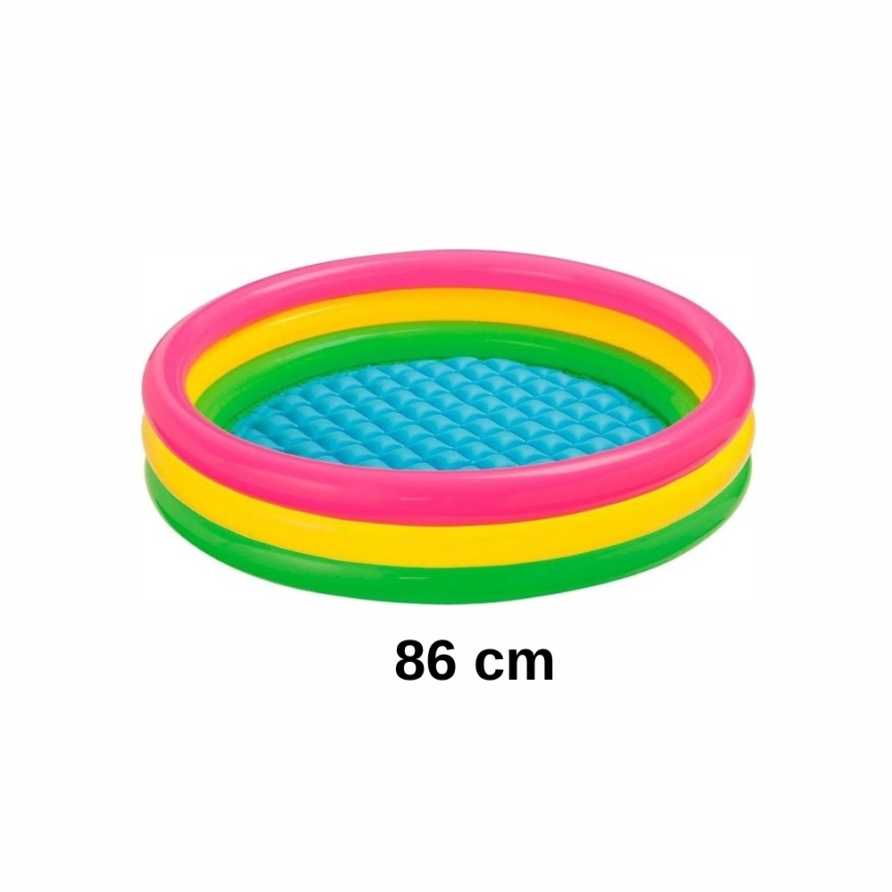 Piscina gonflabila cu podea gonflabila, trei inele colorate 86 cm - 1 | YEO