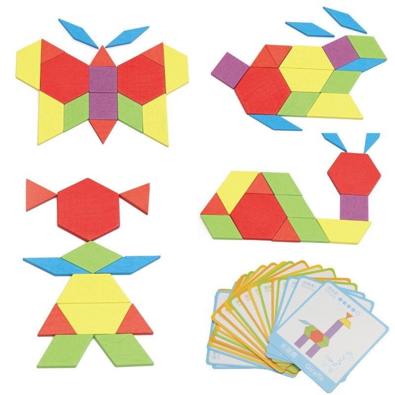 Puzzle Tangram 130 Piese din lemn - 1 | YEO