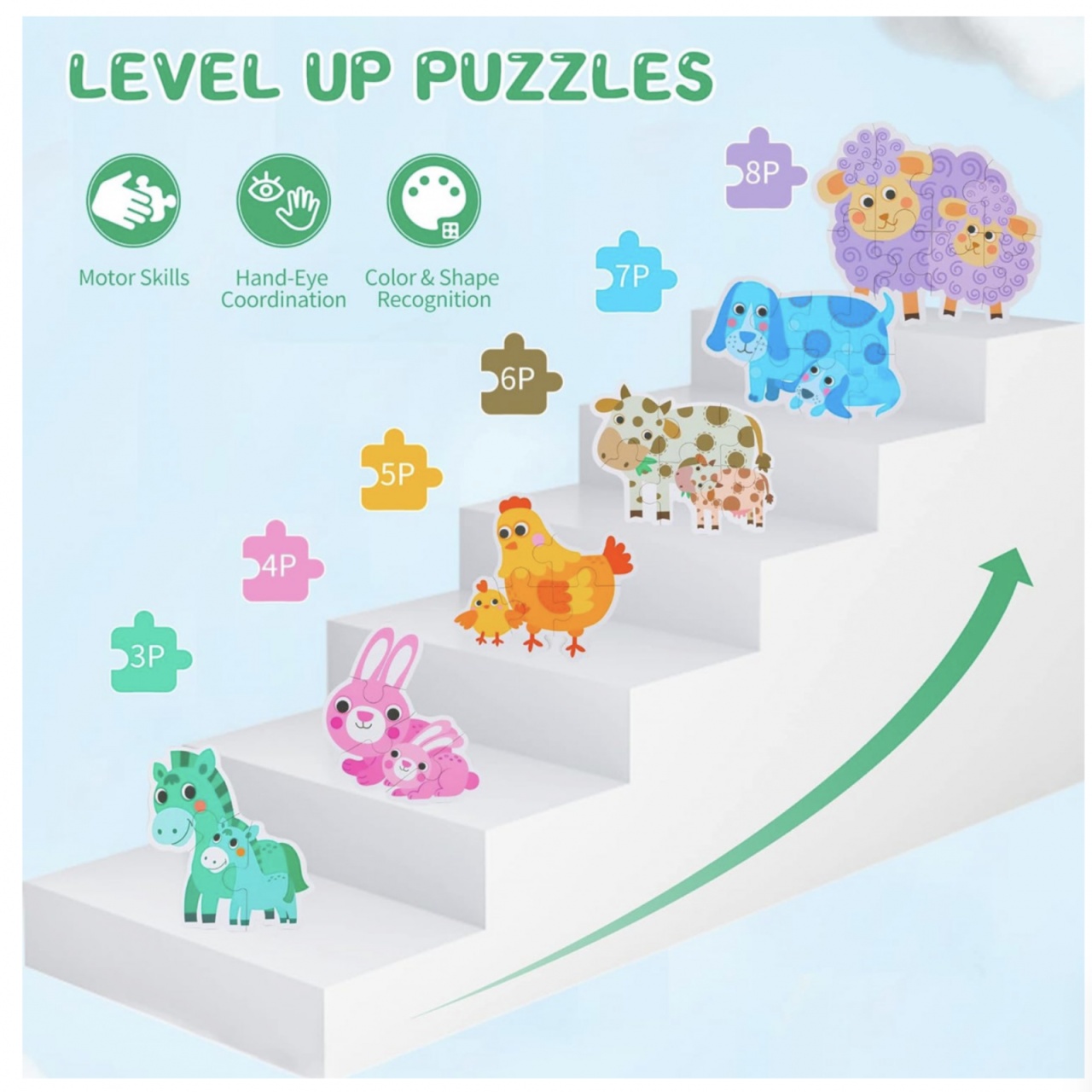 Set 6 Puzzle Animale domestice cu 33 piese mari din carton - 2 | YEO