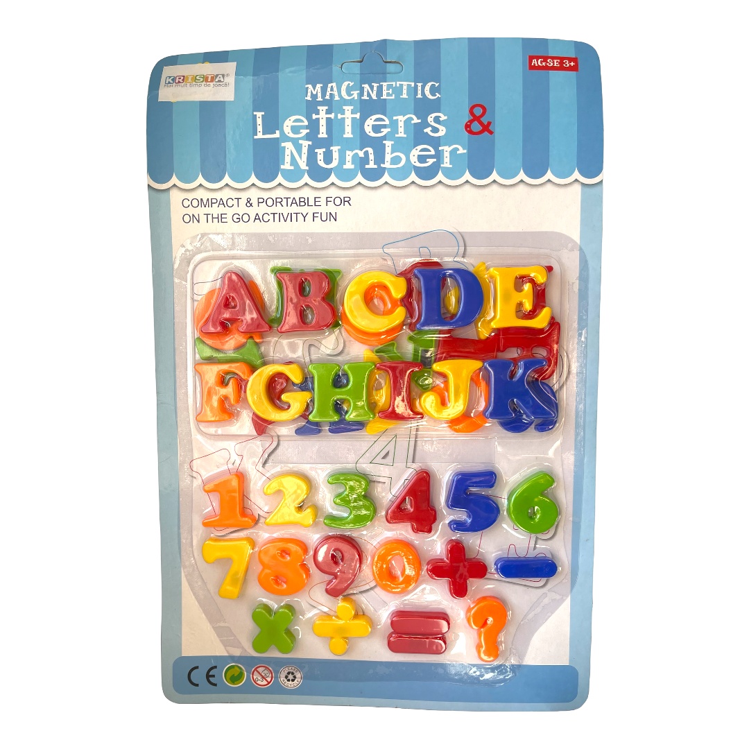 Set litere si cifre magnetice colorate, 42 piese