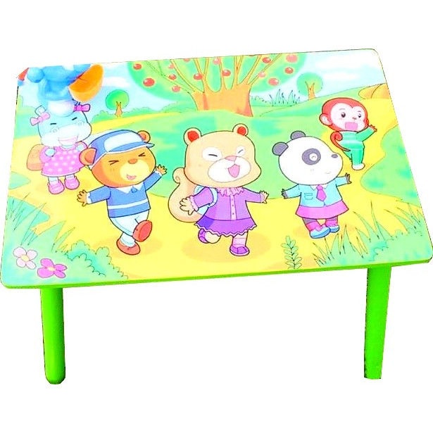 Set masuta cu doua scaune pentru copii, din MDF, verde, 59x39x40 cm - 2 | YEO