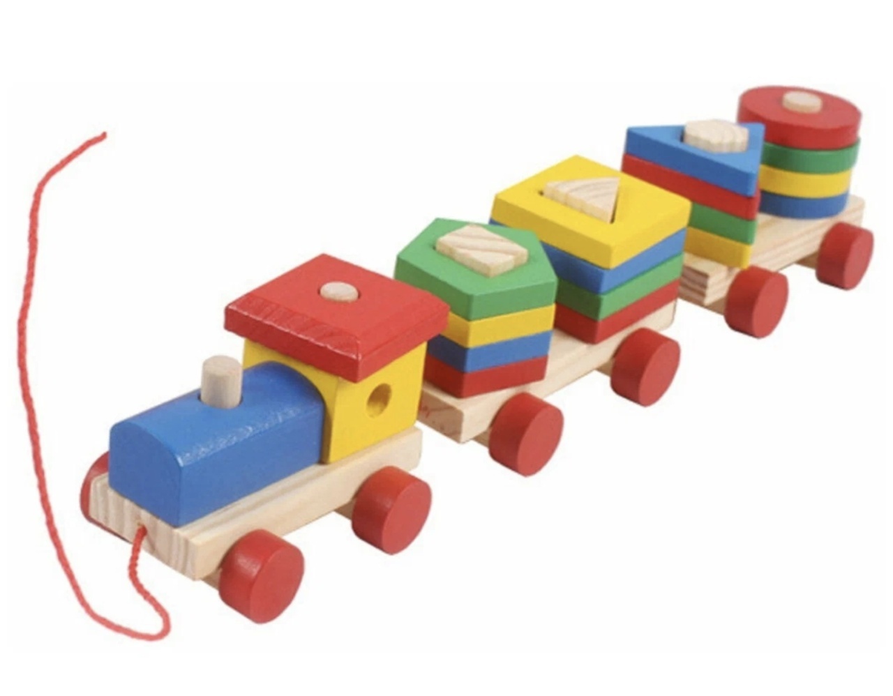 Trenulet de tras, cu sortator – Happy Train, 19 Forme Geometrice, din lemn - 1 | YEO