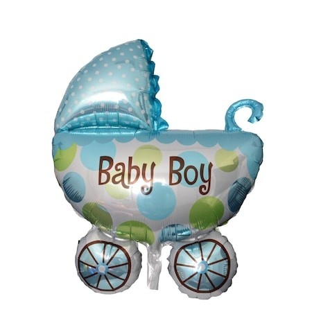 Balon din folie pentru petrecere Carucior, Baby Boy, Bleu, 85 cm - 1 | YEO