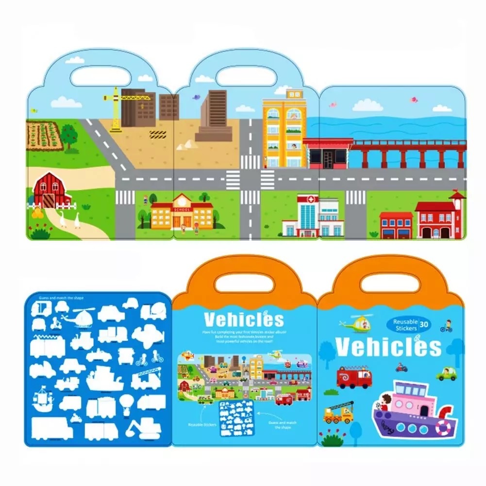 Carte magnetica cu 30 stickere reutilizabile, Vehicule in Oras - 3 | YEO