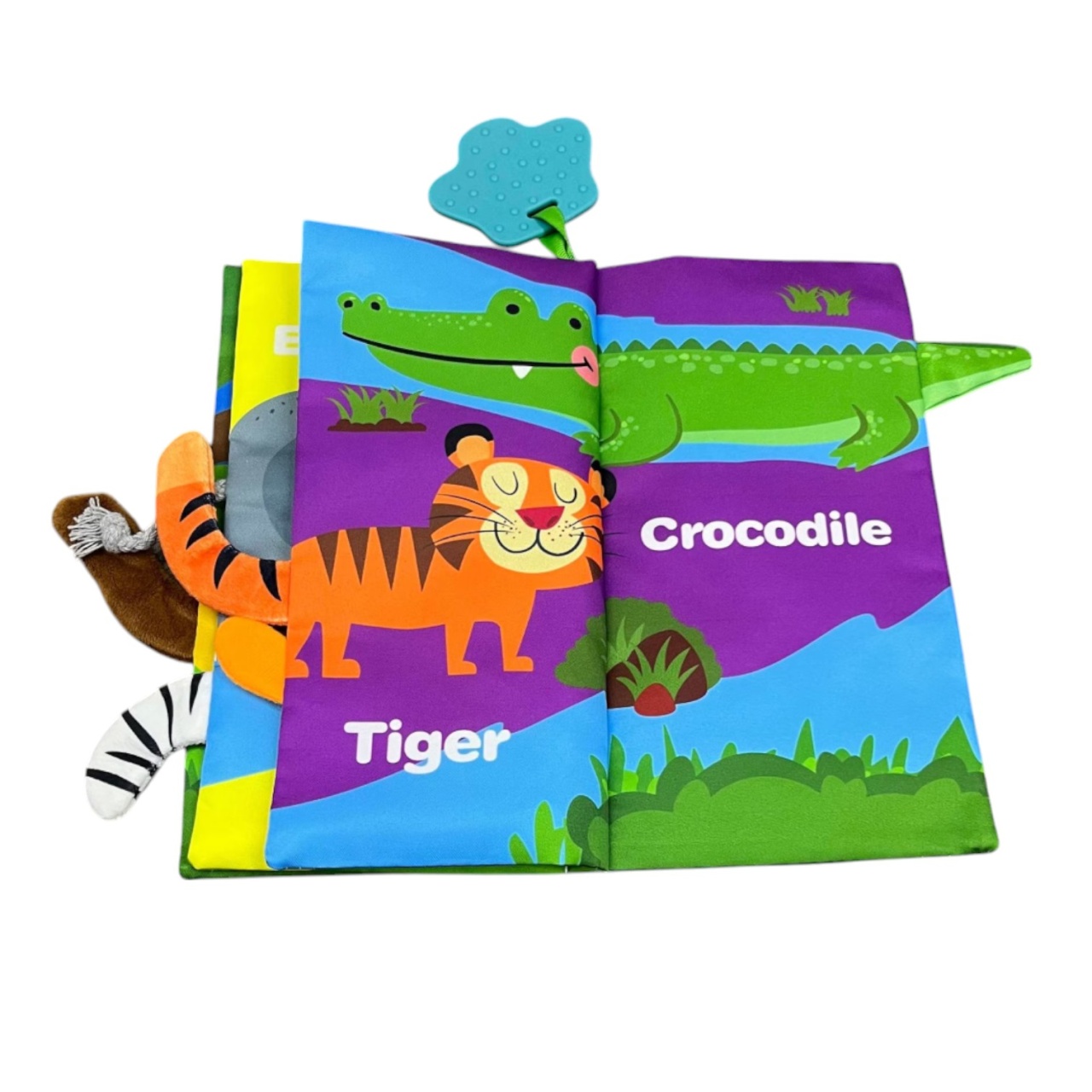 Carte textila senzoriala bebe, Animalele din Jungla - 4 | YEO