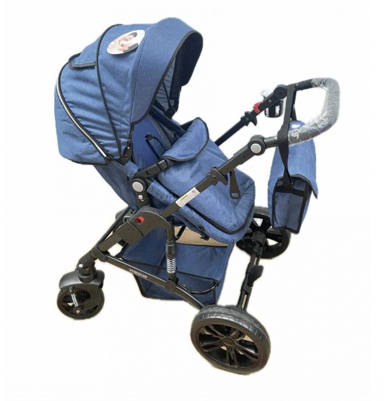 Carucior 2 in 1, reversibil, pliabil, suspensii duble, Teknum 6618, albastru - 3 | YEO