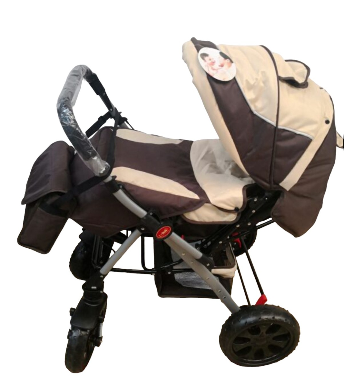Carucior sport cu maner reversibil, pliabil, suspensii, Q7 Crem - Maro - 1 | YEO