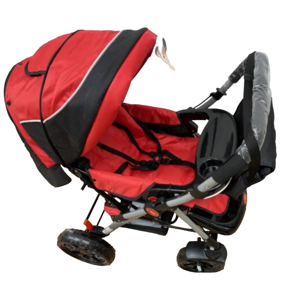 Carucior sport cu maner reversibil, pliabil, suspensii, Q7 Rosu - Negru - 3 | YEO