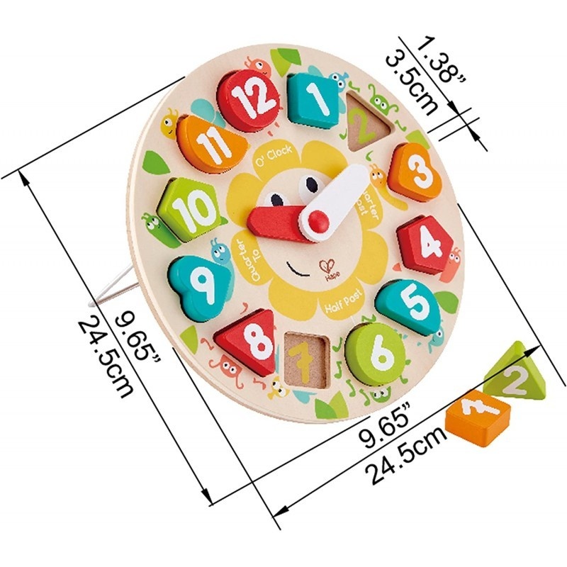Ceas Jumbo cu incastru de forme geometrice, din lemn - 2 | YEO