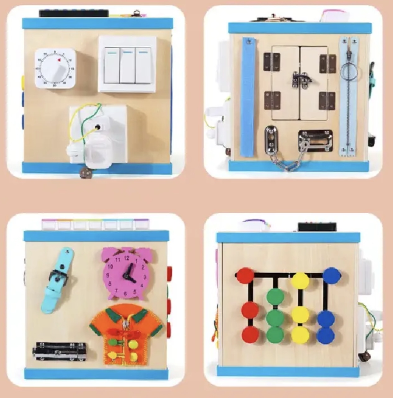 Centru Cub cu activitati multiple, tip Busy Board, din lemn - 1 | YEO