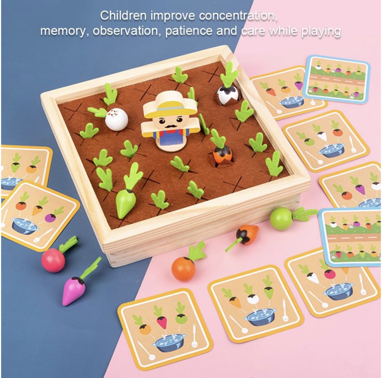 Joc de memorie Montessori Gaseste legumele si fa o supa!, din lemn - 3 | YEO