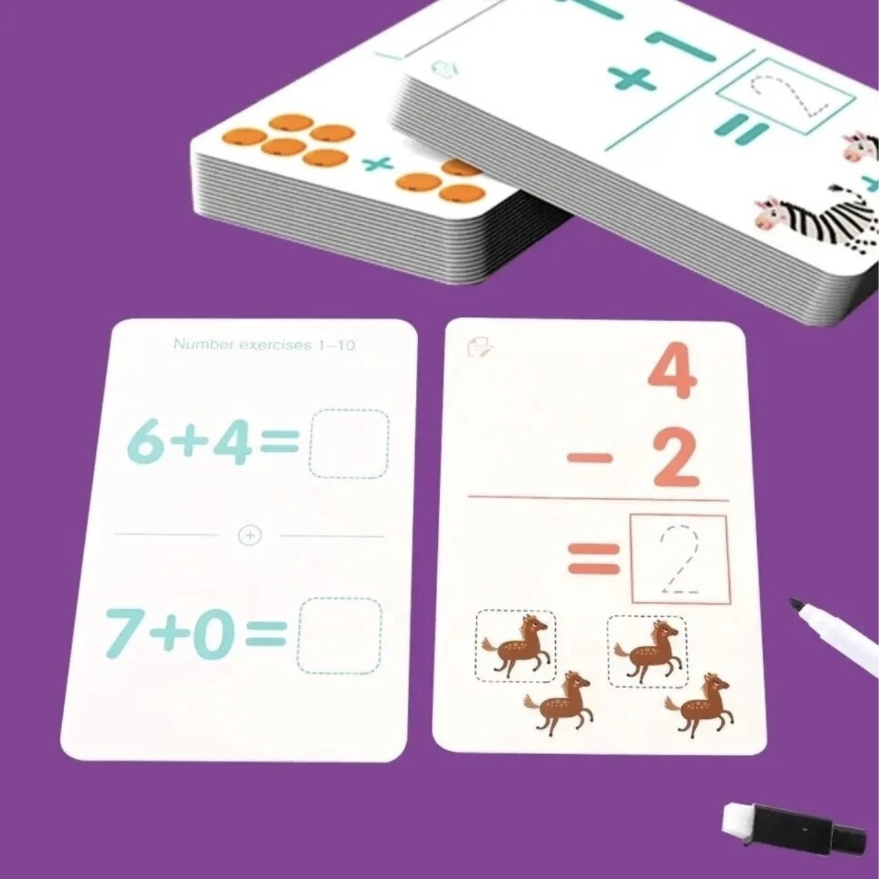 Joc educativ exersare calcule, cu 30 de planse reutilizabile, 4 ani+ - 3 | YEO