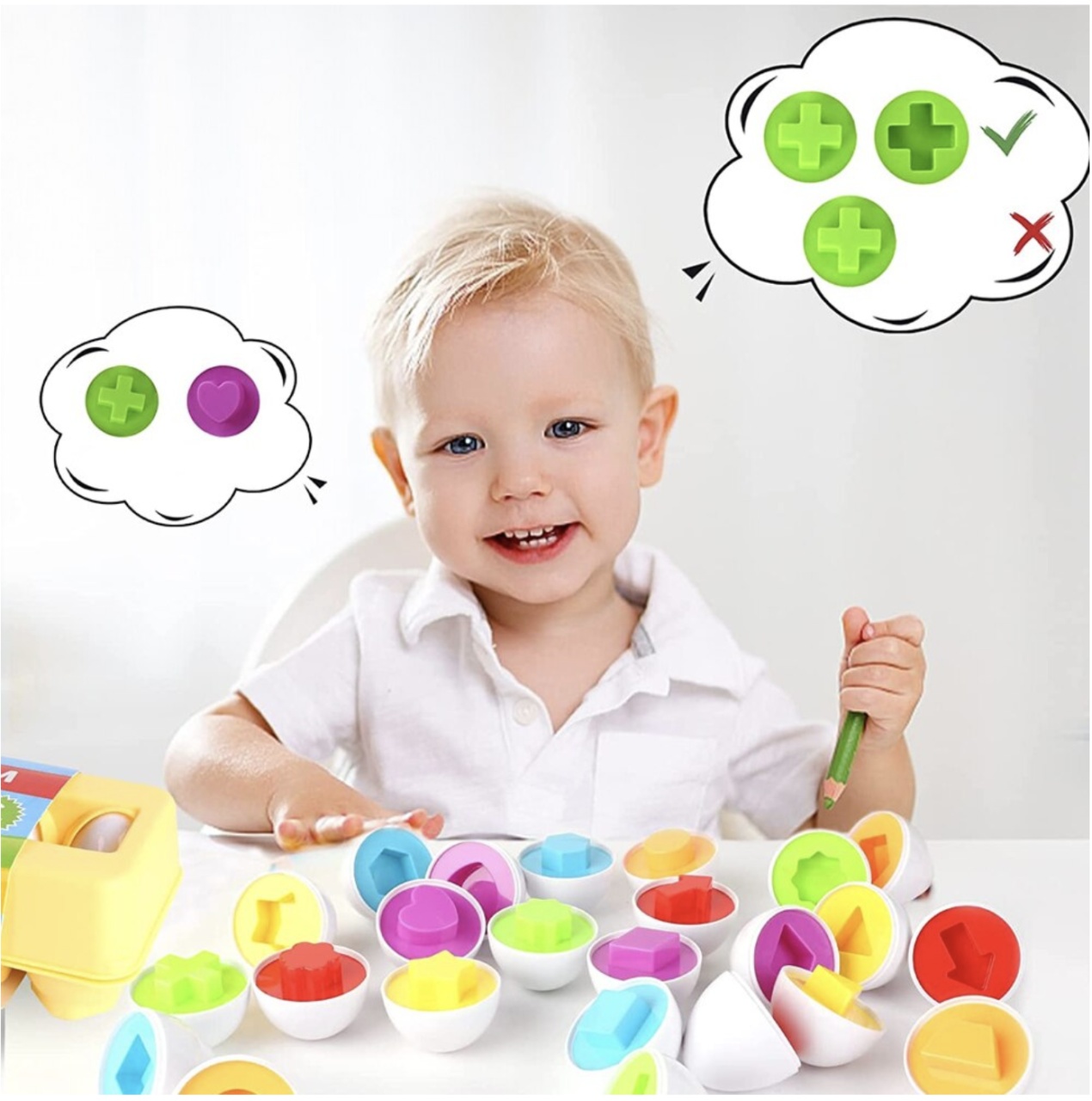 Joc educativ Set 12 oua de potrivit cu forme geometrice - 1 | YEO