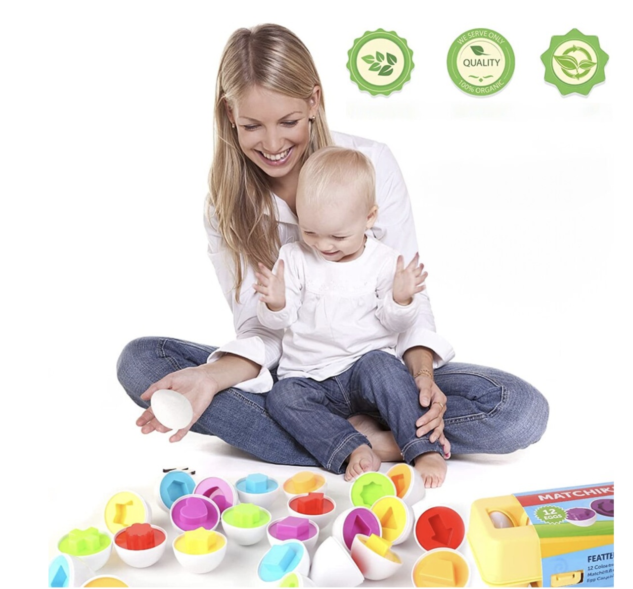 Joc educativ Set 12 oua de potrivit cu forme geometrice - 3 | YEO