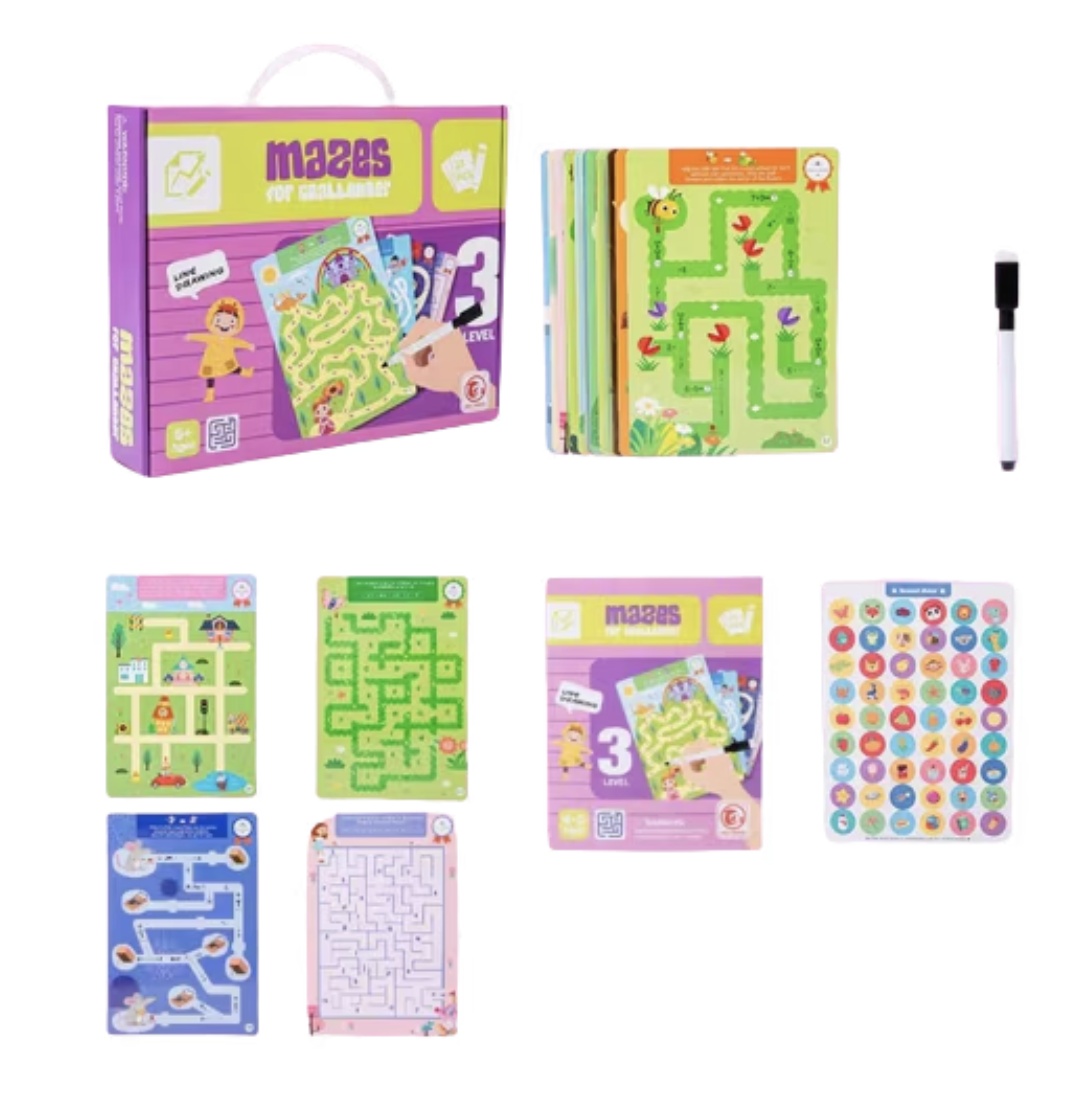 Joc Labirint cu Planse Reutilizabile, Educativ, 50 Modele, 5 ani+ - 1 | YEO
