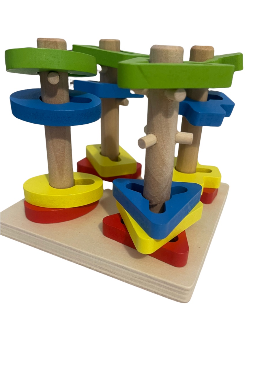 Joc Montessori de indemanare cu 4 Coloane Sortatoare De Forme, Din Lemn - 3 | YEO