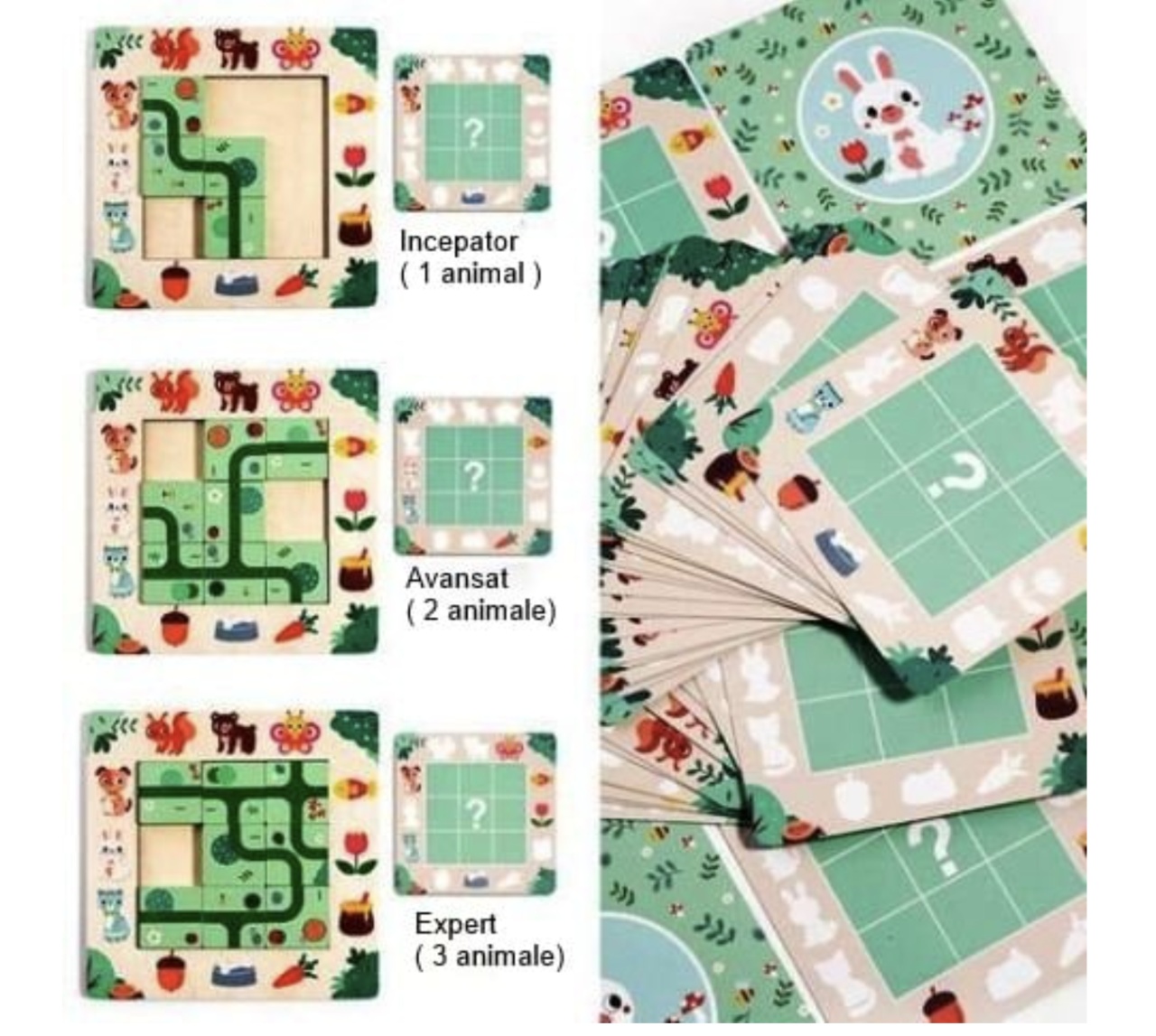 Joc Montessori de logica de tip Puzzle Gaseste Poteca, din lemn - 1 | YEO