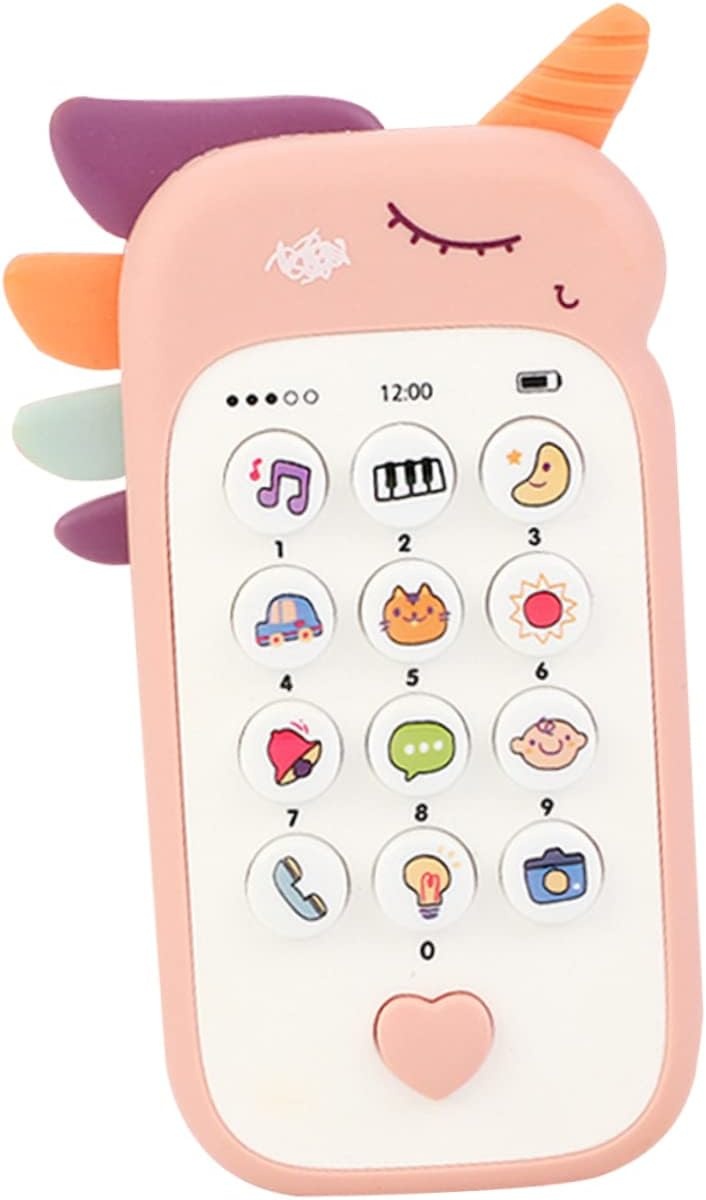 Jucarie 2 in 1 telefon cu jucarie de dentitie, unicorn roz - 2 | YEO