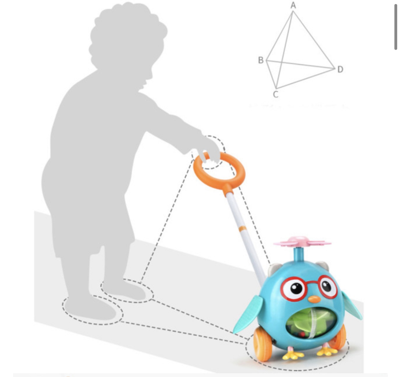 Jucarie bebe interactiva de impins Bufnita, roz - 1 | YEO