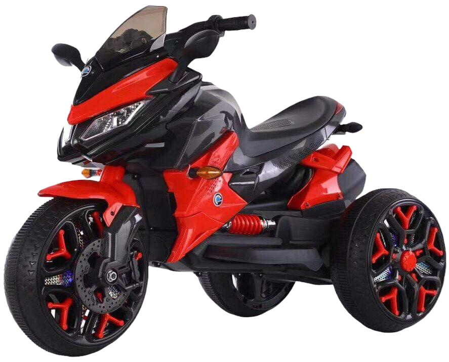 Motocicleta electrica pentru copii, doua motoare, acumulator 12V, cu muzica si lumini, 8008 rosu