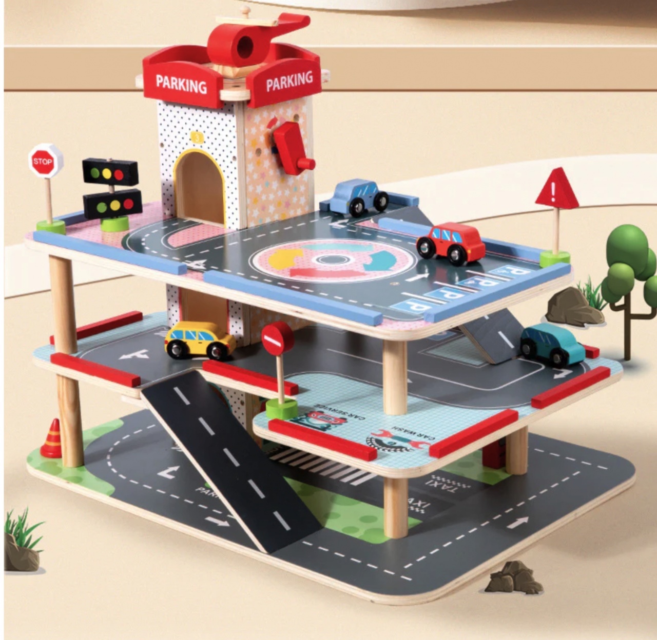 Parcare supraetajata cu 3 nivele si heliport, Parking Center, din lemn - 1 | YEO