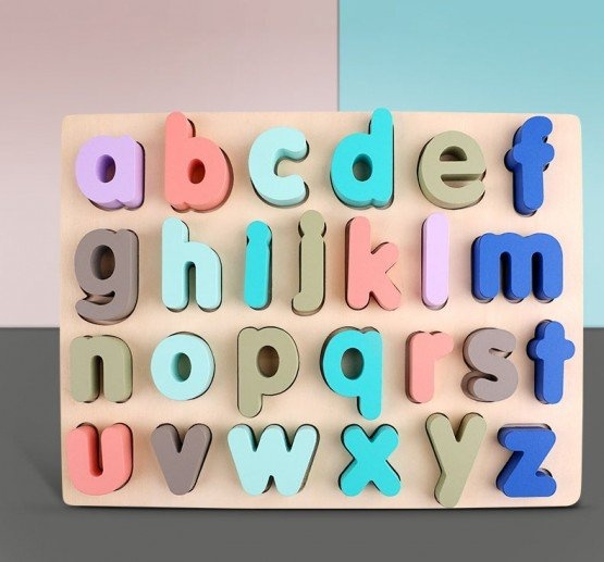 Puzzle Incastru Montessori Cu Litere Mici 3D Pastel - 2 | YEO