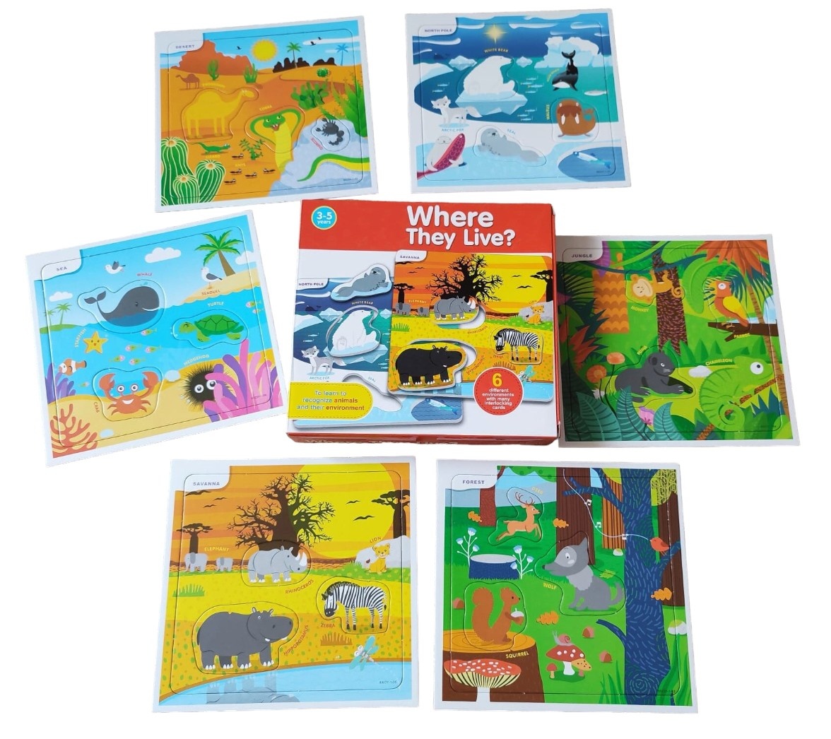 Set 6 puzzle Habitatul animalelor - Unde traiesc? - 4 | YEO