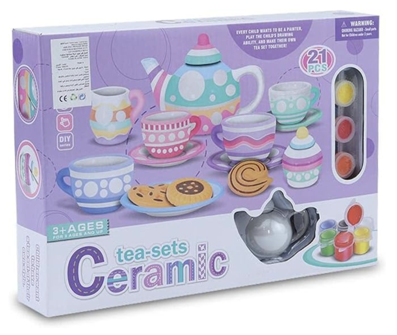 Set Creativ Ceai - Vase din Ceramica pentru Pictat - 2 | YEO
