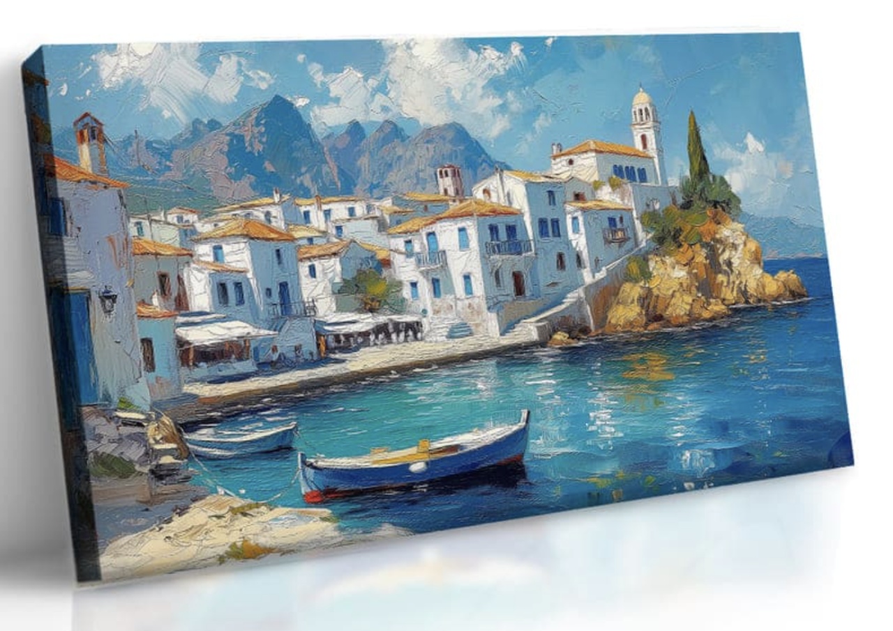 Tablou GM753 Goblen Diamante Patrate, cu rama, 50 x 40 cm, Mediterana calma - 2 | YEO