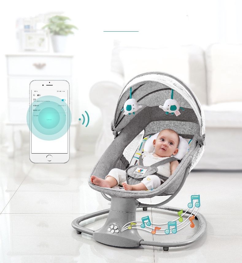 Balansoar electric 3 in 1, cu bluetooth, telecomanda, Mastela, verde - 1 | YEO