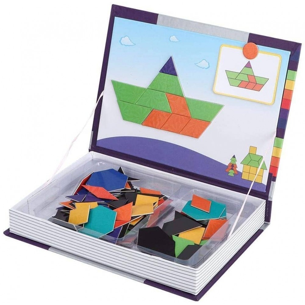 Carte cu 30 Puzzle Magnetic Tangram, 140 piese - 3 | YEO