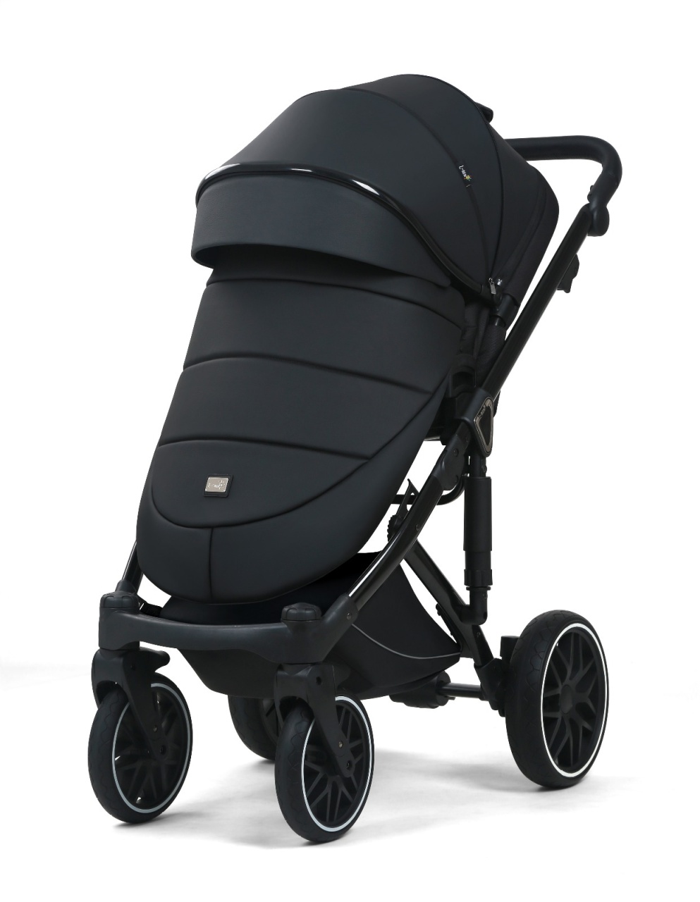 Carucior 3 in 1, G8 Luxury Negru, reversibil, cu suspensii, din piele ECO - 2 | YEO