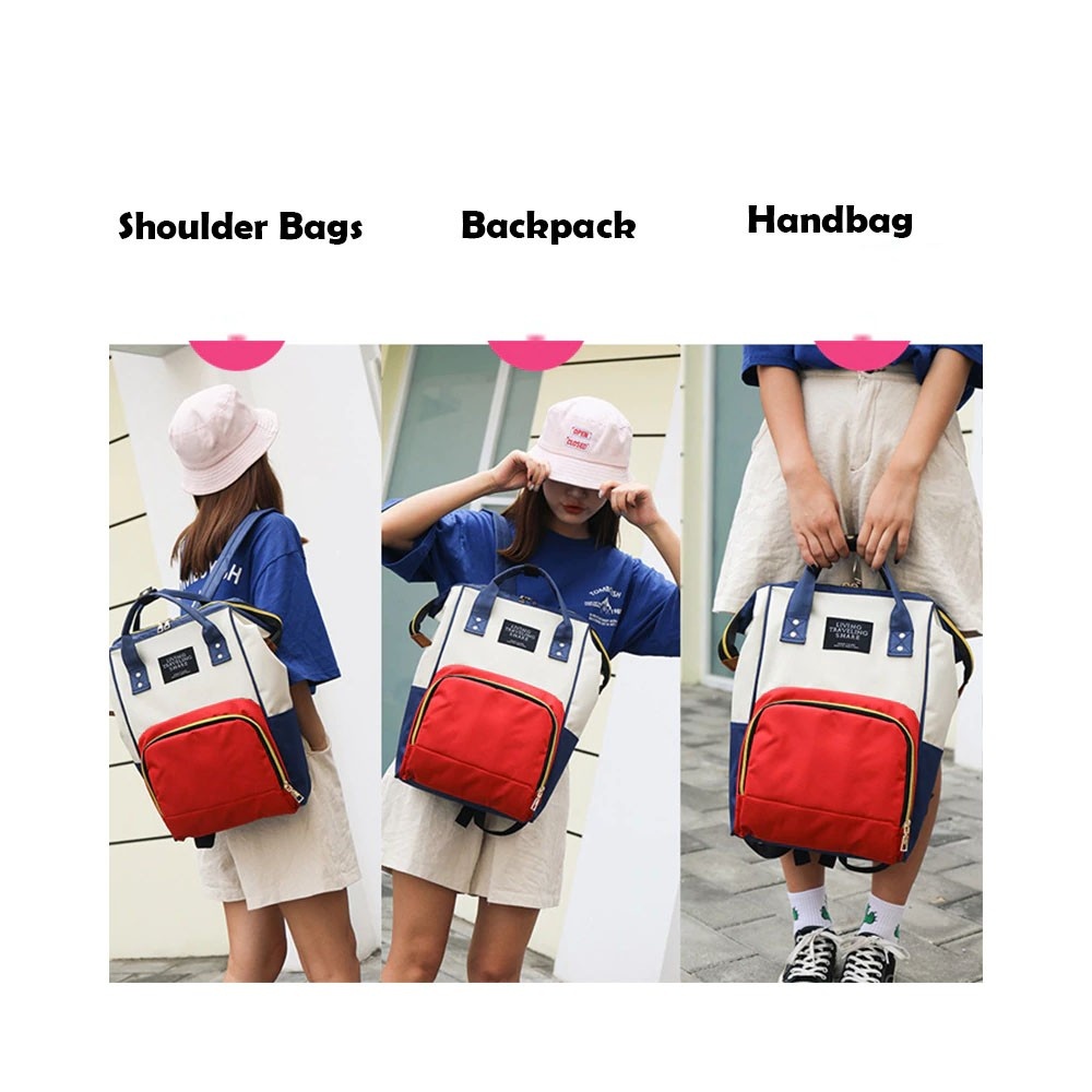 Geanta rucsac Living Share pentru mamicile de bebelusi, Rosu-Alb-Bleumarin - 3 | YEO