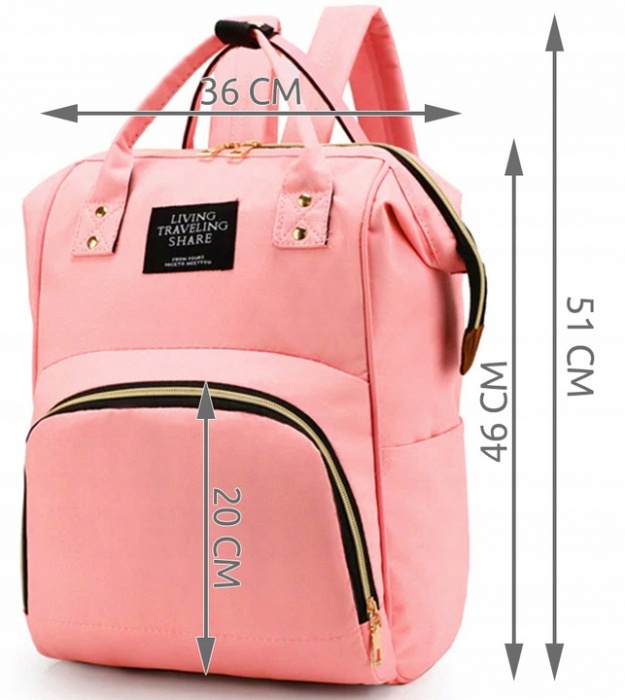 Geanta rucsac Living Share pentru mamicile de bebelusi, roz - 2 | YEO