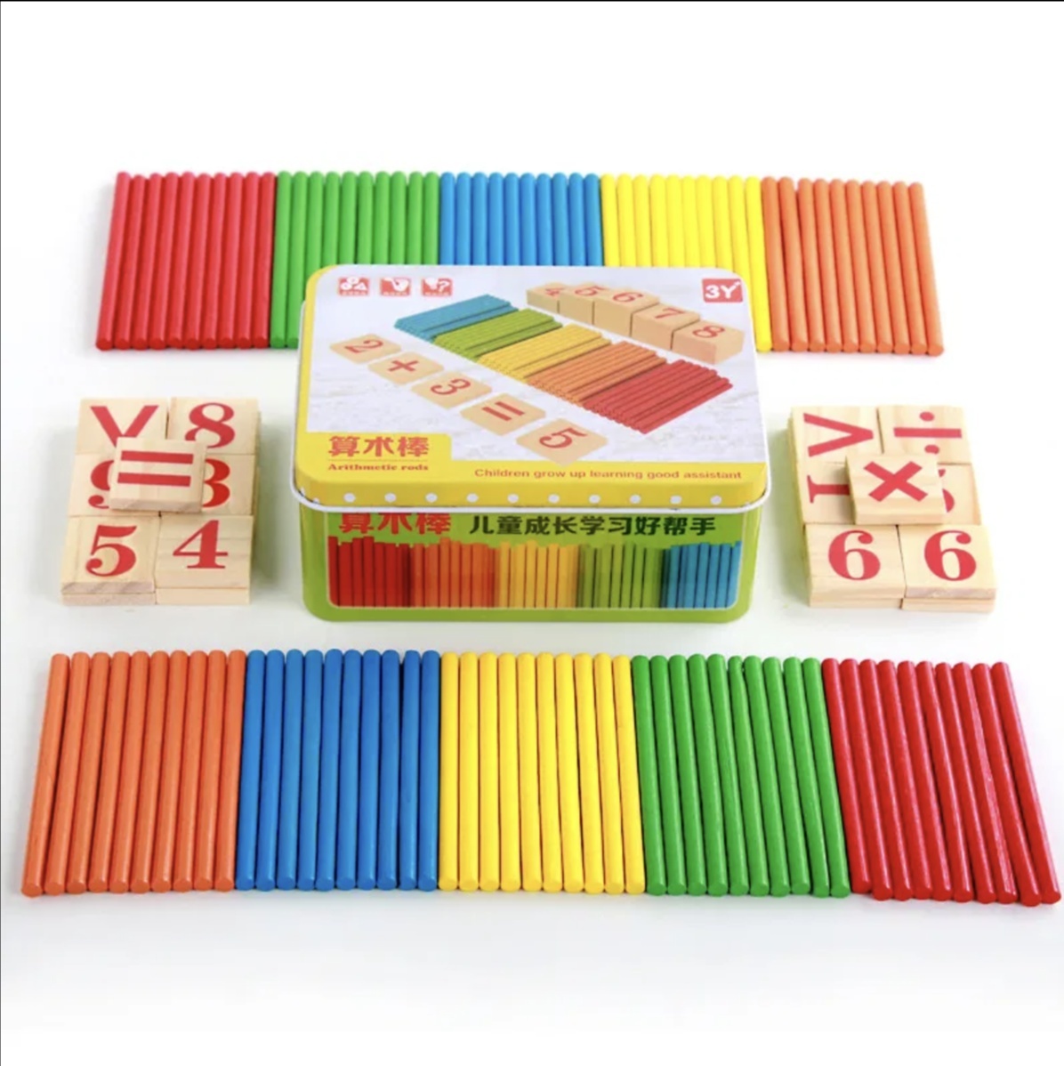 Joc Didactic Set 100 de Betisoare cu Cifre Incluse, din Lemn - 1 | YEO