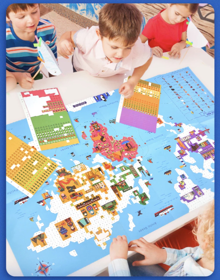 Joc educativ Poster Harta Lumii cu stickere pe numere - 3 | YEO