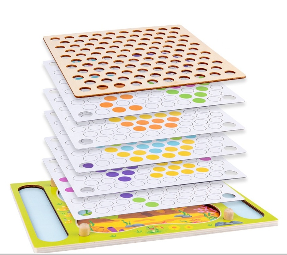 Joc Montessori de dexteritate si pescuit Fishing Beads, din lemn - 2 | YEO