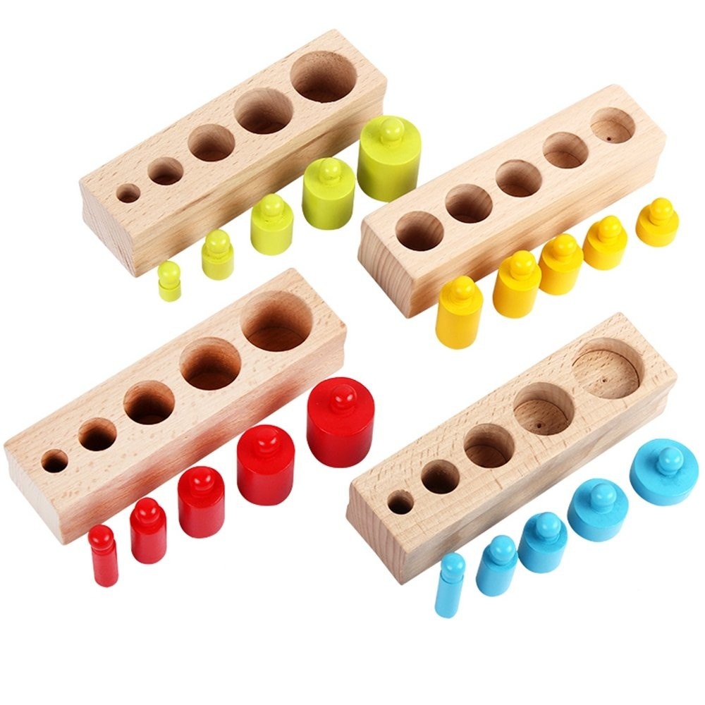 Joc Montessori de Invatare, 4 seturi cilindri color din lemn - 2 | YEO