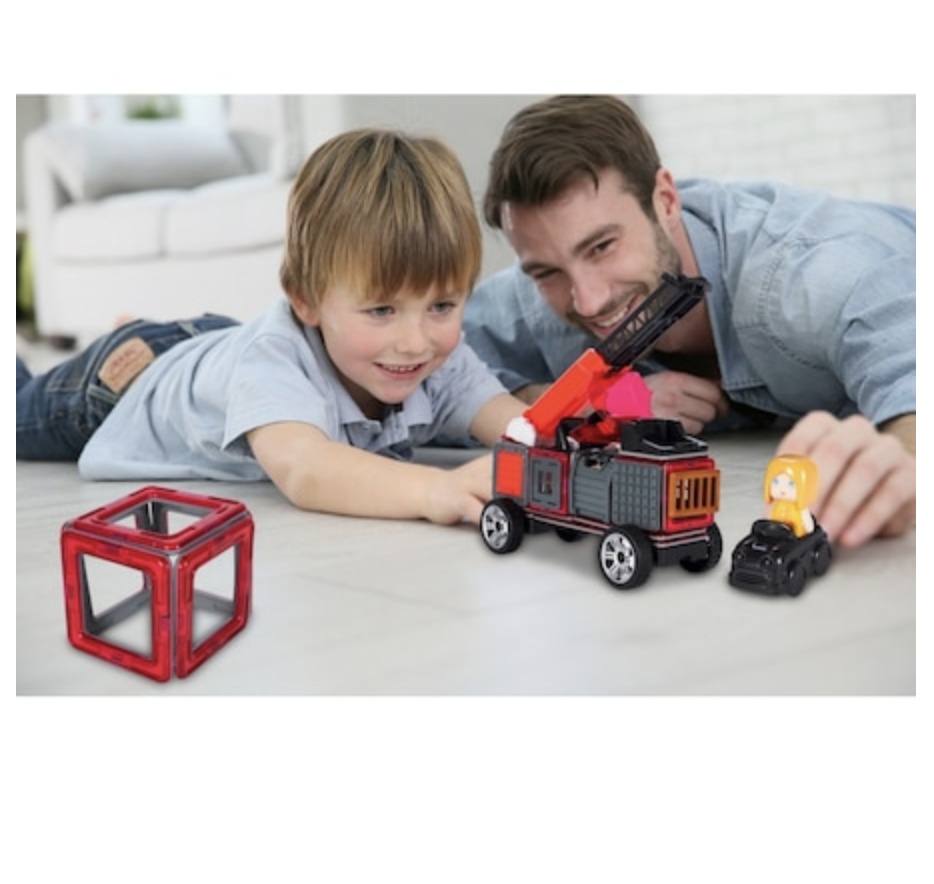 Joc STEM de constructie Magic Magnetic, Rescue Statia de pompieri, 50 piese magnetice - 2 | YEO