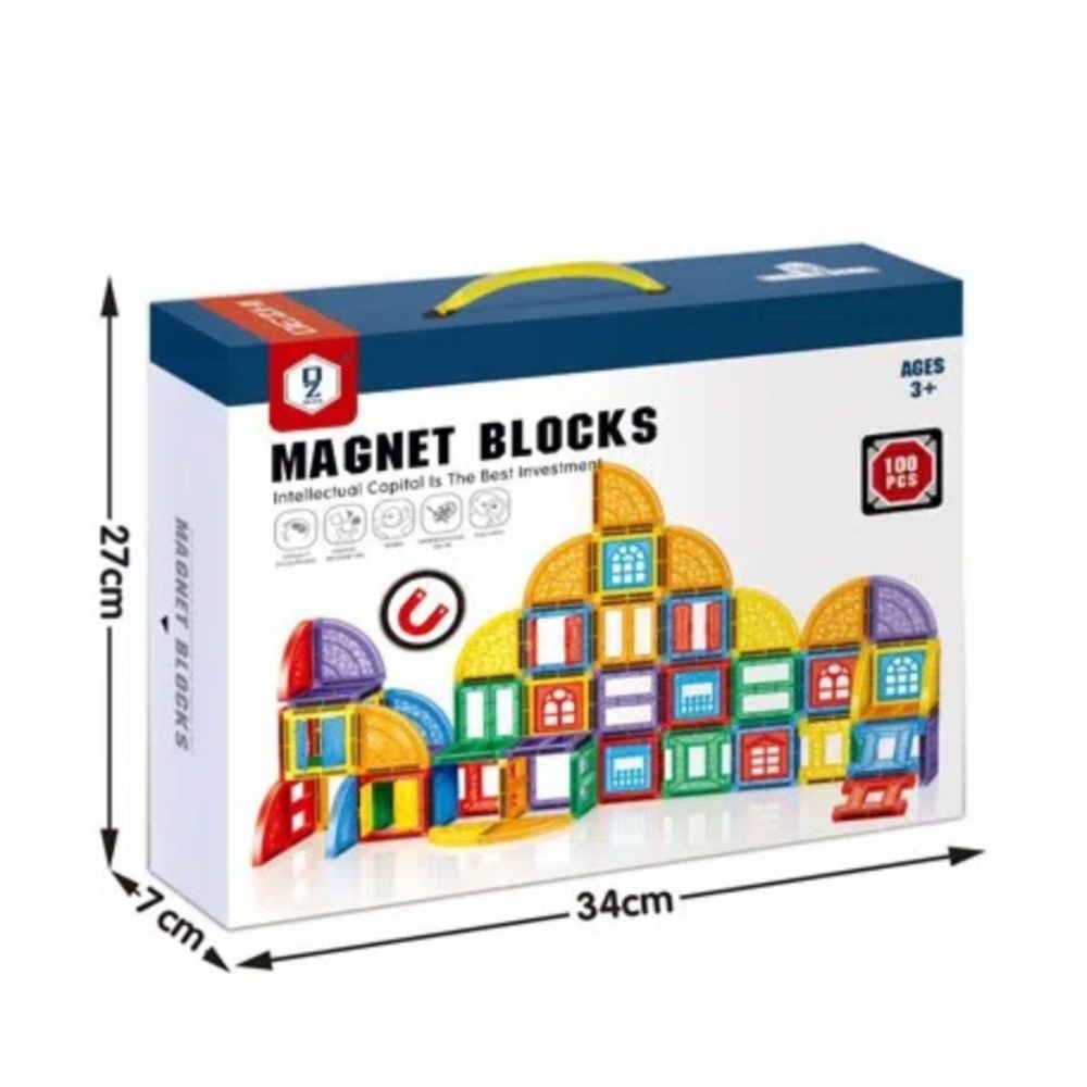 Joc STEM de constructie Magnet Blocks, cu 100 piese magnetice - 3 | YEO