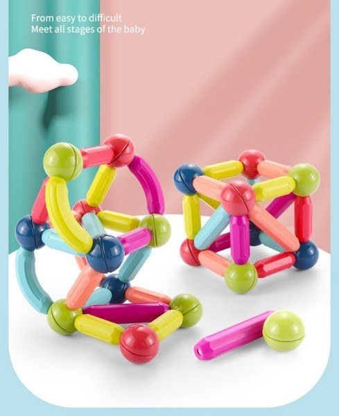 Joc STEM de constructii, 36 piese Magnetic Sticks - 4 | YEO
