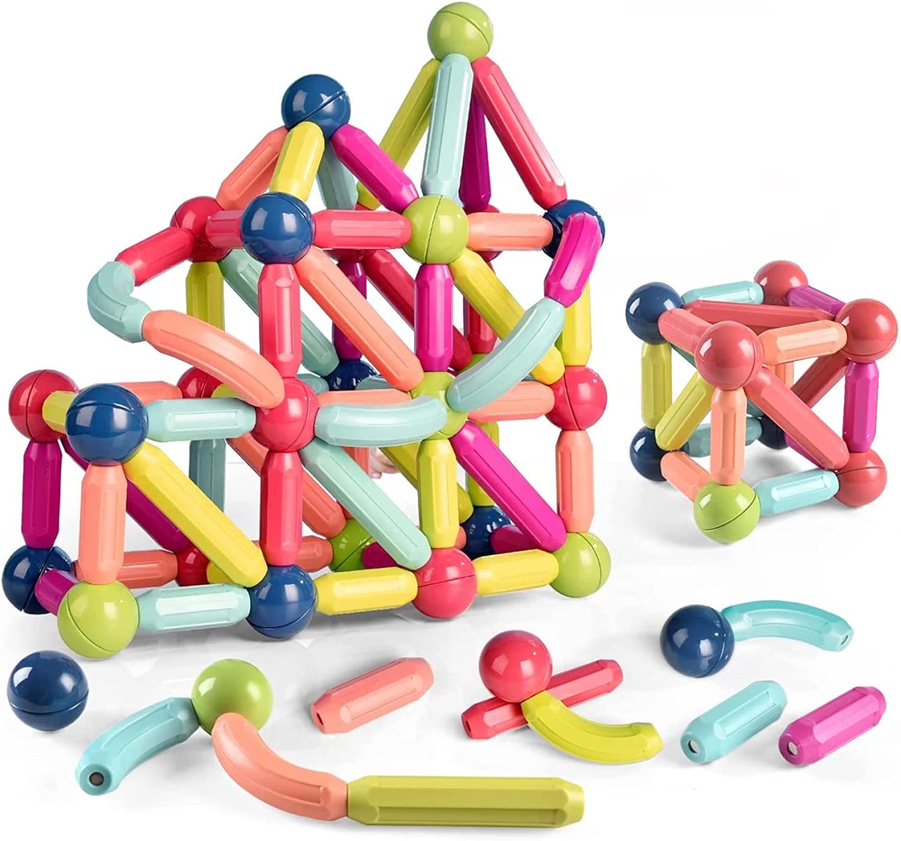 Joc STEM de constructii, 46 piese Magnetic Sticks