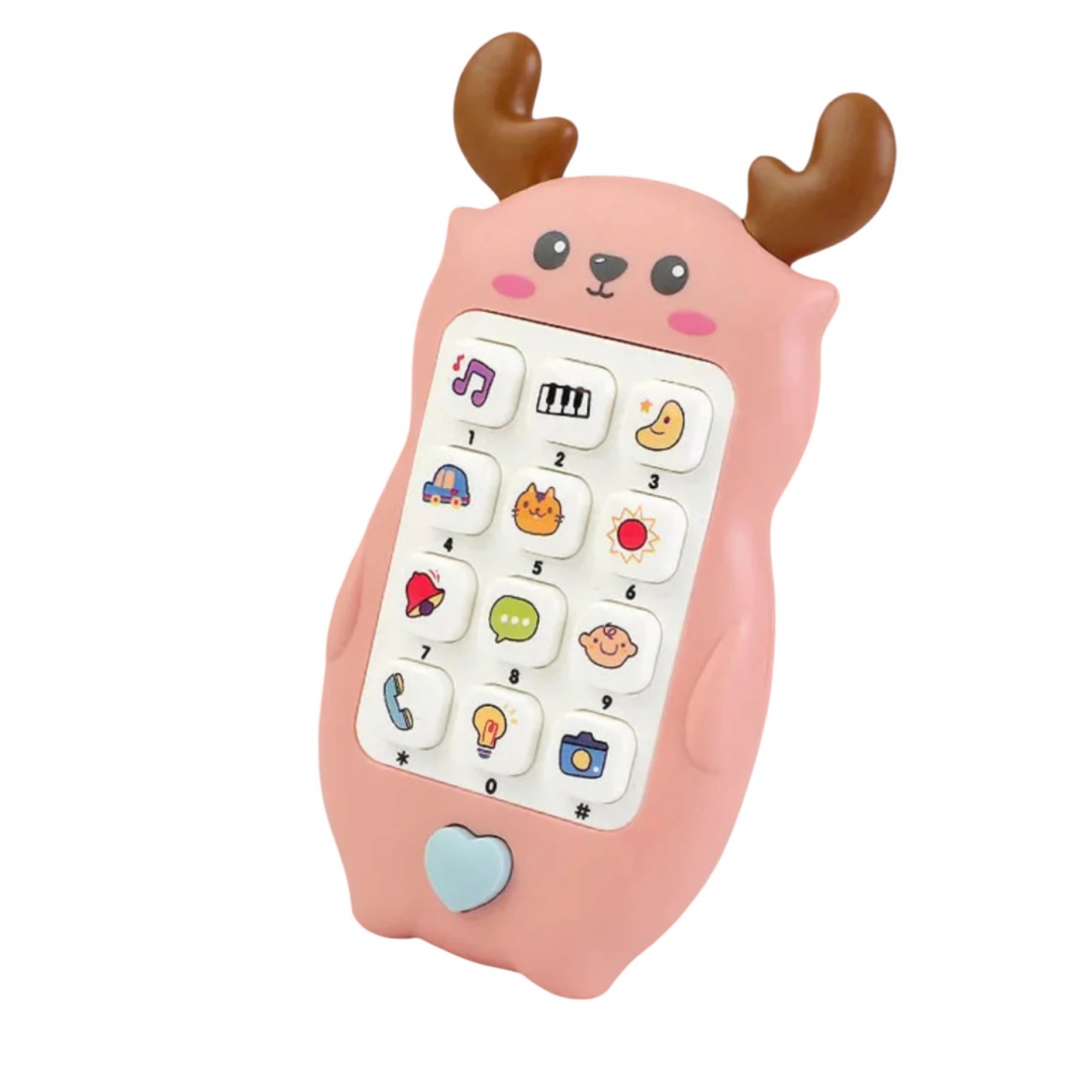 Jucarie 2 in 1 telefon cu jucarie de dentitie, renul Roz - 3 | YEO