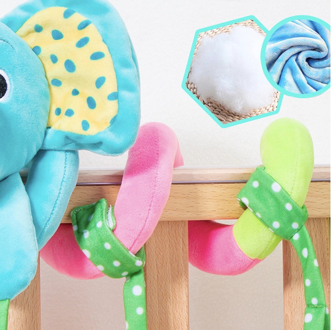Jucarie bebe zornaitoare Elefant pentru patut, carucior, multicolor - 3 | YEO