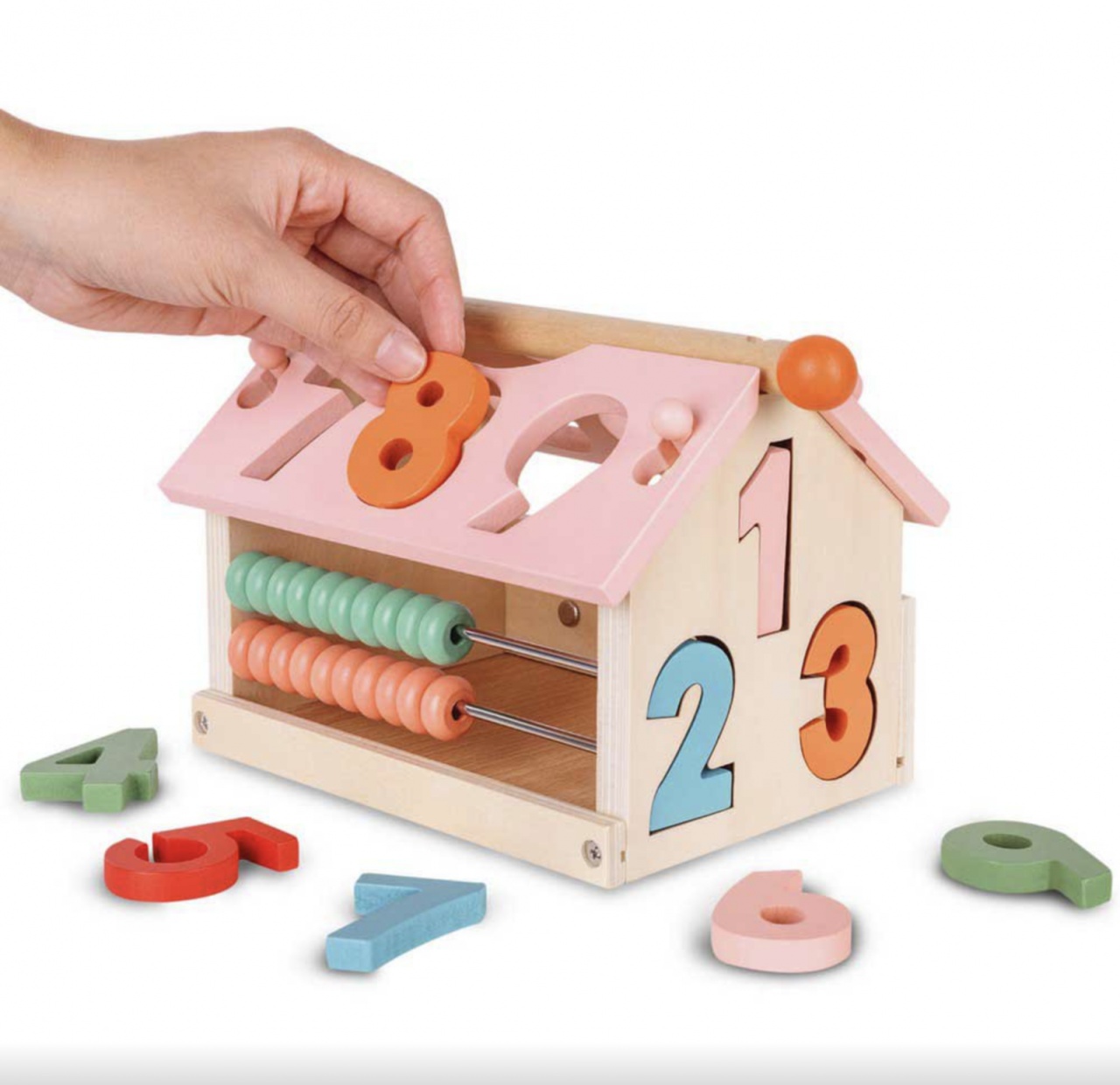 Jucarie multifunctionala Montessori Casuta Educativa cu abac si cifre de sortat - 1 | YEO